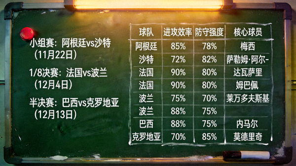 战术板上标记出世界杯赛程中的关键战役与对手分析矩阵
