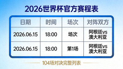 2026世界杯官方赛程表：104场对决日期与时间完整列表 - 配图展示官方赛程表样式与日期
